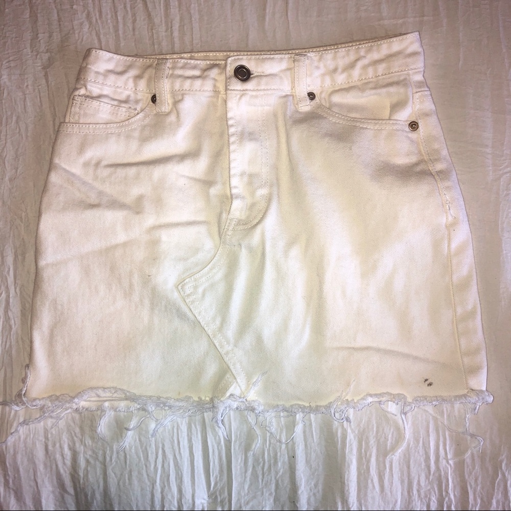 White denim mini skirt